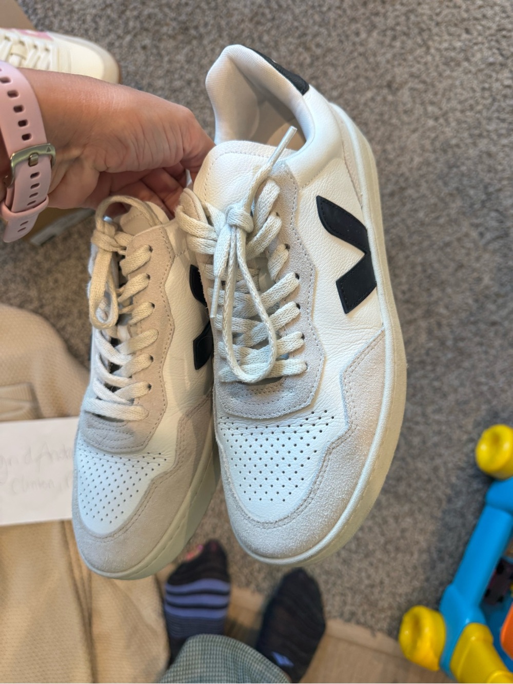White Veja v-10 Sneakers with Black V Logo